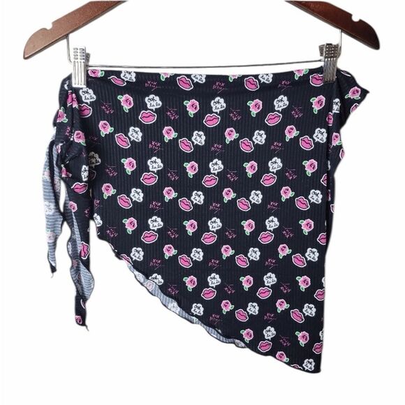 BETSEY JOHNSON 3 piece tie bikini Set Pink Black New - Picture 8 of 12